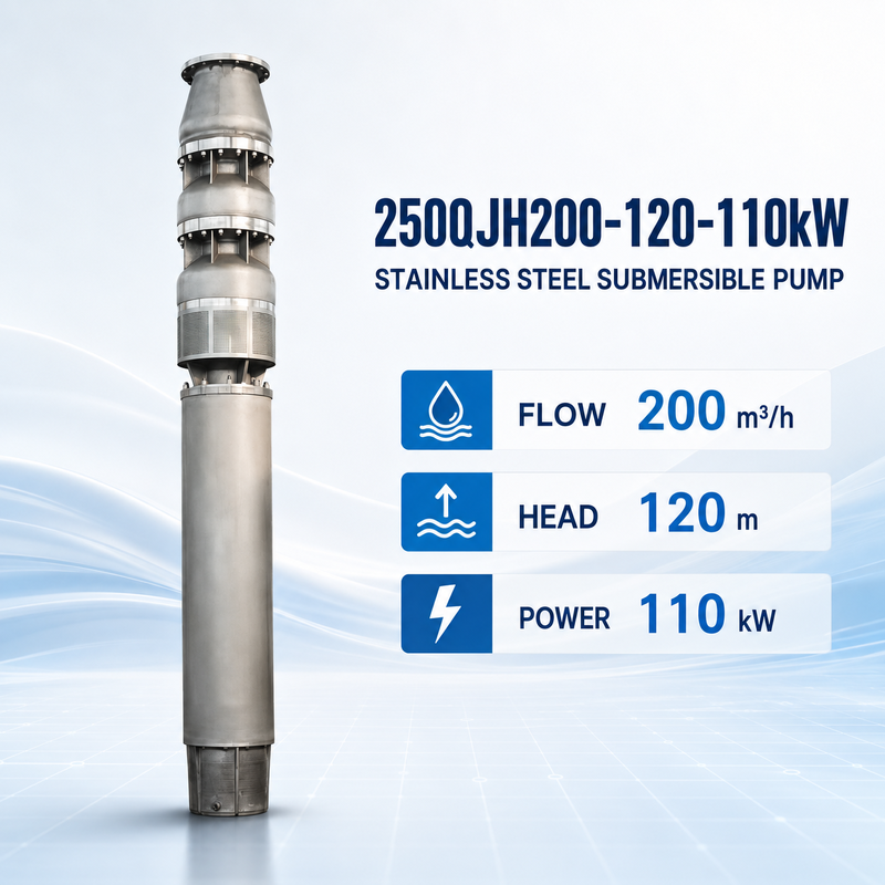 Pompa Celup Baja Tahan Karat 110 kW Pompa Sumur Dalam Kepala Tinggi untuk Transfer Air