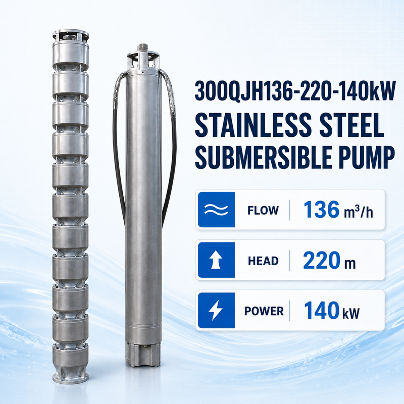 Pompa Submersible 140 kW Baja Rinsless dengan 220 m Kepala dan 136 m3/h Aliran untuk aplikasi sumur dalam