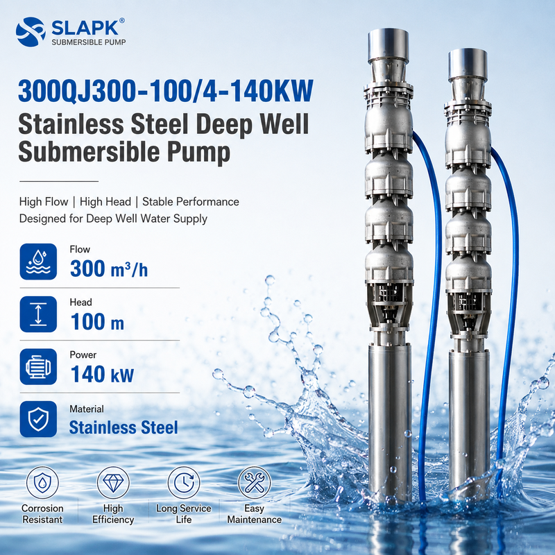 Pompa Celup Sumur Dalam Aliran Tinggi 300 m³/jam Head 100 m Motor 140 kW untuk Aplikasi Air Laut