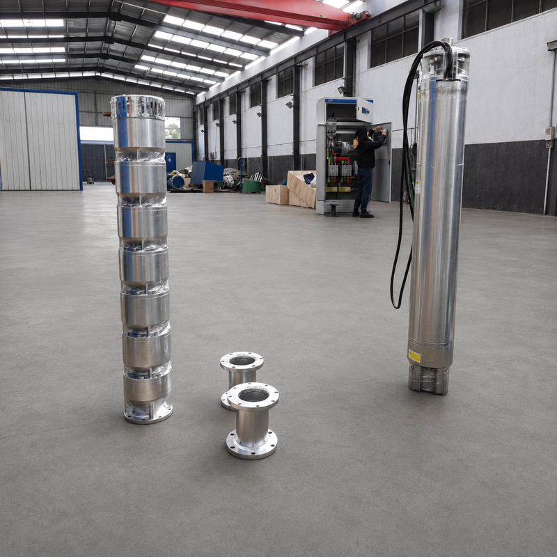 200QJH150-150-110kW Pompa Sumur Dalam Stainless Steel Aliran Tinggi, pemompaan head tinggi untuk sumur dalam dan sistem air rekayasa
