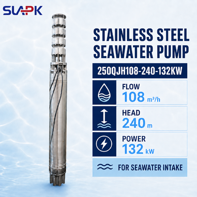 250QJH108-240-132KW Cast Stainless Steel Submersible Pump dengan Kepala 240m untuk Asupan Air Laut