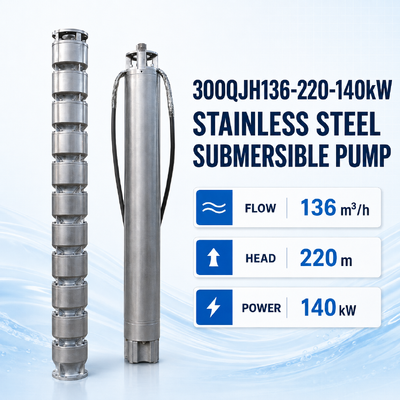 Pompa Submersible 140 kW Baja Rinsless dengan 220 m Kepala dan 136 m3/h Aliran untuk aplikasi sumur dalam